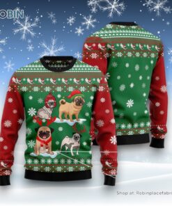 Dog Ugly Christmas Sweater, Pug Snow Day Ugly Christmas Sweater, Funny Xmas Sweater