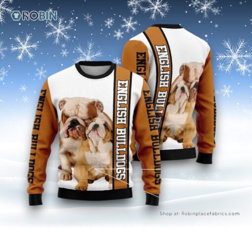 Dog Ugly Christmas Sweater, Rescued English Bulldog Ugly Christmas Sweater, Funny Xmas Sweater