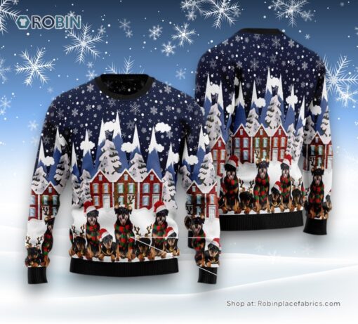 Dog Ugly Christmas Sweater, Rottweiler Family Ugly Christmas Sweater, Funny Xmas Sweater