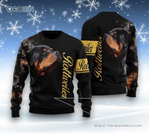 Dog Ugly Christmas Sweater, Rottweiler Half Cool Ugly Christmas Sweater, Funny Xmas Sweater