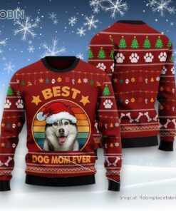 Dog Ugly Christmas Sweater, Siberian Husky Best Dog Mom Ever Ugly Christmas Sweater, Funny Xmas Sweater