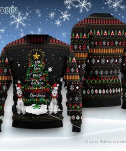 Dog Ugly Christmas Sweater, Siberian Husky Joy Love Peace Believe Merry Christmas Ugly Christmas Sweater, Funny Xmas Sweater