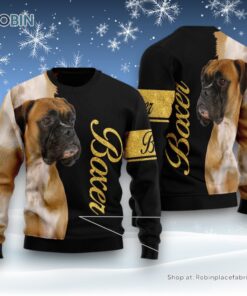 Dog Ugly Christmas Sweatshirt, Sweater, Boxer Half Cool Ugly Christmas Sweatshirt, Sweater, Funny Xmas Sweater