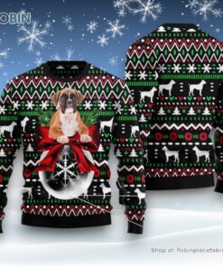 Dog Ugly Christmas Sweatshirt, Sweater, Boxer Xmas Ball Ugly Christmas Sweatshirt, Sweater, Funny Xmas Sweater