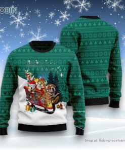 Dog Ugly Christmas Sweatshirt, Sweater, Bulldog Sleigh Ugly Christmas Sweatshirt, Sweater, Funny Xmas Sweater