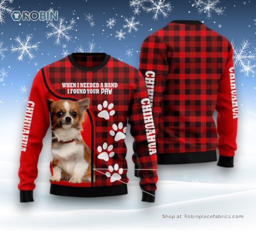 Dog Ugly Christmas Sweatshirt, Sweater, Chihuahua Paw Ugly Christmas Sweatshirt, Sweater, Funny Xmas Sweater