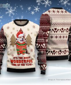 Dog Ugly Christmas Sweatshirt, Sweater, Corgi The Most Beautiful Time Ugly Christmas Sweatshirt, Sweater, Funny Xmas Sweater