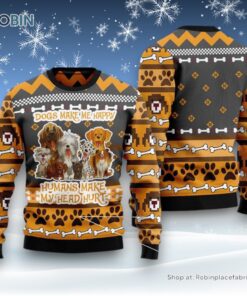 Dog Ugly Christmas Sweatshirt, Sweater, Cute Dogs Make Me Happy Ugly Christmas Sweatshirt, Sweater, Funny Xmas Sweater