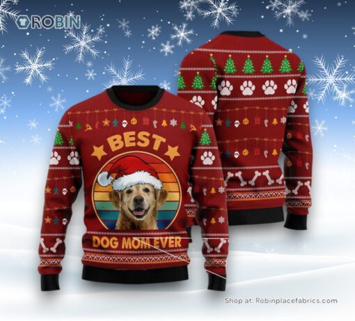 Dog Ugly Christmas Sweatshirt, Sweater, Golden Retriever Best Dog Mom Ever Ugly Christmas Sweatshirt, Sweater, Funny Xmas Sweater