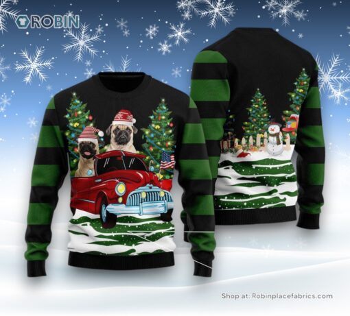 Dog Ugly Christmas Sweatshirt, Sweater, Merry Christmas Pug Ugly Christmas Sweatshirt, Sweater, Funny Xmas Sweater