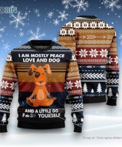Dog Ugly Christmas Sweatshirt, Sweater, Peace Love And Dog Ugly Christmas Sweatshirt, Sweater, Funny Xmas Sweater