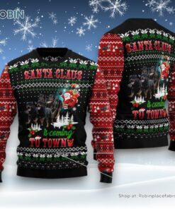 Dog Ugly Christmas Sweatshirt, Sweater, Rottweiler Town Christmas Ugly Christmas Sweatshirt, Sweater, Funny Xmas Sweater