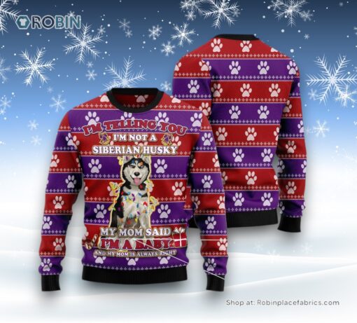 Dog Ugly Christmas Sweatshirt, Sweater, Siberian Husky Baby Christmas Ugly Christmas Sweatshirt, Sweater, Funny Xmas Sweater
