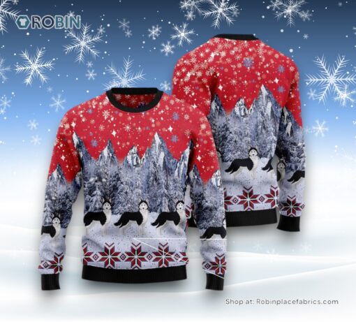 Dog Ugly Christmas Sweatshirt, Sweater, Siberian Husky Snow Ugly Christmas Sweatshirt, Sweater, Funny Xmas Sweater