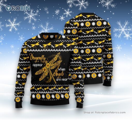 Dragonfly Sunflower Ugly Christmas Sweatshirt, Sweater