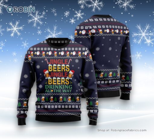 Drinking Beer All The Way Ugly Christmas Sweater