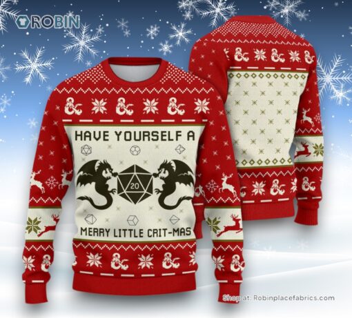 Dungeons & Dragons Have Yourself A Merry Little Crit Mas Ugly Sweater and Sweatshirt