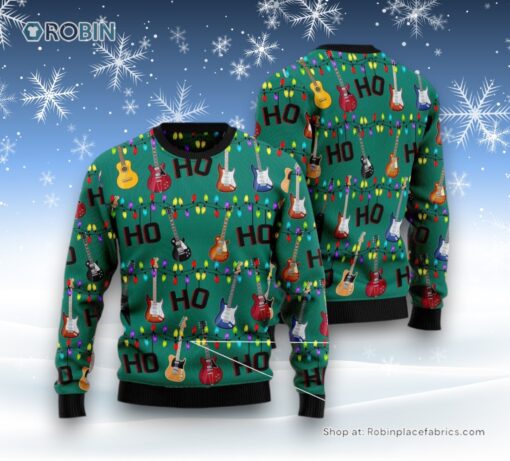 Electric Guitar Hohoho Ugly Christmas Sweatshirt, Sweater