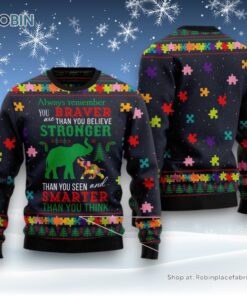 Elephant Autism Awareness Ugly Christmas Sweater Elephant Autism Awareness Ugly Christmas Sweater