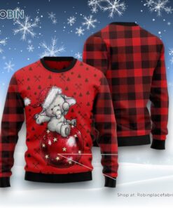 Elephant Cute Red Pattern Ugly Christmas Sweatshirt, Sweater