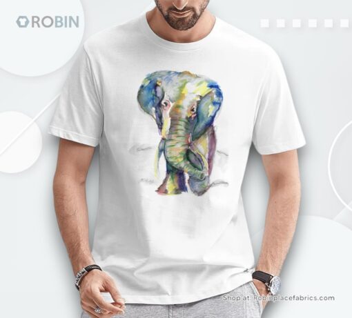 Elephant Lover Animal White Colorful Painting Shirt