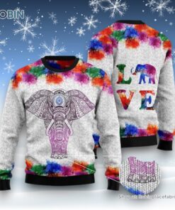 Elephant Mandala Color Ugly Christmas Sweatshirt, Sweater