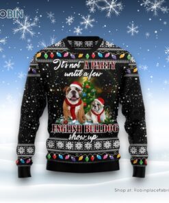 English Bulldog Show Up Ugly Christmas Sweater, Christmas Gift For Dog Love