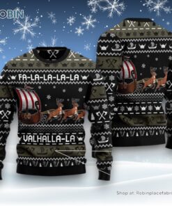 Fa La La Valhalla Viking Ship Ugly Christmas Sweater