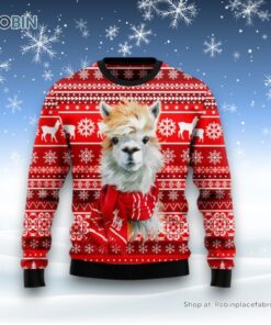 Festive Llama Ugly Christmas Sweatshirt, Sweater For Men And Women, Farm Ugly Sweater