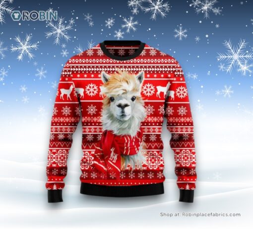 Festive Llama Ugly Christmas Sweatshirt, Sweater For Men And Women, Farm Ugly Sweater