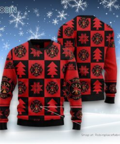 Firefighter Christmas Pattern Ugly Christmas Sweater Firefighter Christmas Pattern Ugly Christmas Sweater