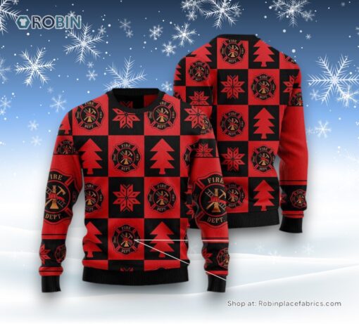 Firefighter Christmas Pattern Ugly Christmas Sweater