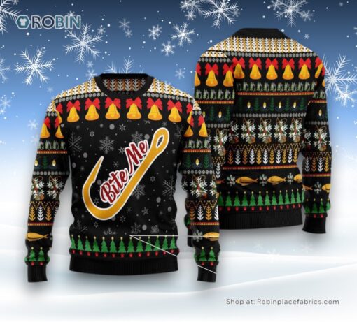 Fishing Bite Me Ugly Christmas Sweatshirt, Sweater