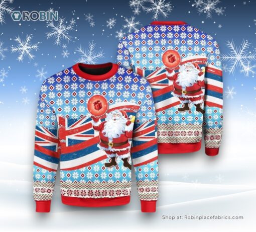 Flag Santa Claus Pattern Ugly Christmas Sweatshirt, Sweater For Men And Women, Christmas Gift