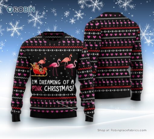Flamingo I’M Dreaming Of A Pink Christmas Ugly Christmas Sweater