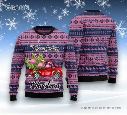 Flamingo Merry Flocking Christmas Ugly Christmas Sweater