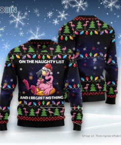 Flamingo On The Naughty List Ugly Christmas Sweatshirt, Sweater