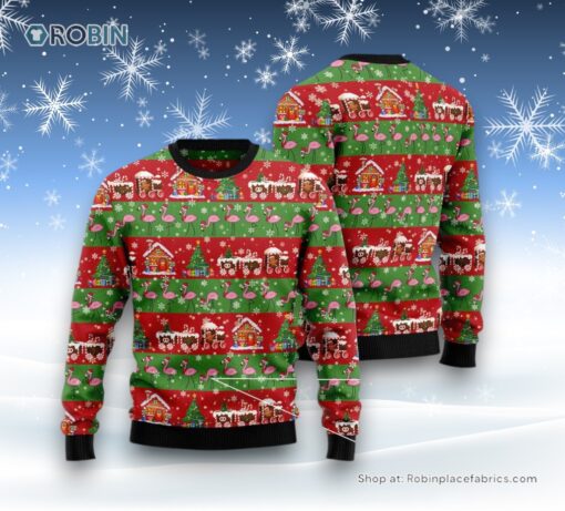 Flamingo Snow Ugly Christmas Sweater
