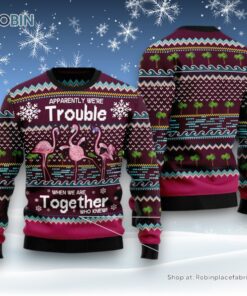 Flamingo Trouble Ugly Christmas Sweater Flamingo Trouble Ugly Christmas Sweater