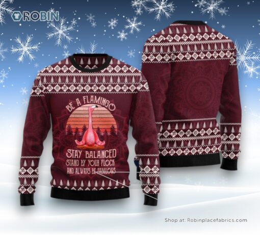 Flamingo Yoga Ugly Christmas Sweater