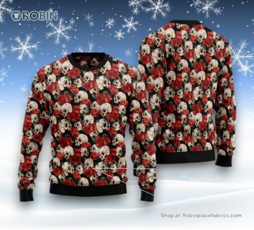 Floral Skull Ugly Christmas Sweater