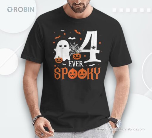 Four Ever Spooky Birthday Decorations Halloween 4Th Birthday Shirt