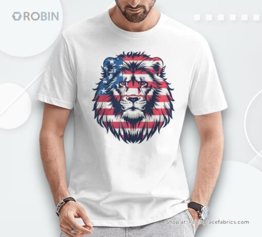 Fourth Of July Vintage Patriotic Lion American Flag Usa Shirt