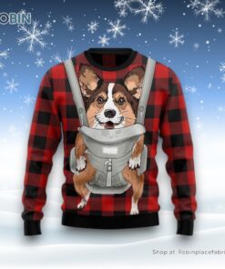 Front Carrier Dog Pembroke Welsh Corgi Ugly Christmas Sweatshirt, Sweater, Christmas Gift For Dog Love