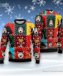 Funny Cartoon Dog Face Ugly Christmas Sweatshirt, Sweater, Christmas Gift For Dog Love