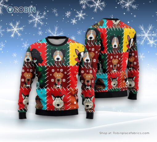 Funny Cartoon Dog Face Ugly Christmas Sweatshirt, Sweater, Christmas Gift For Dog Love