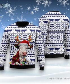 Funny Christmas Cow Ugly Christmas Sweater For Men And Women, Farm Ugly Sweater