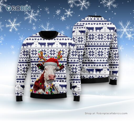 Funny Christmas Cow Ugly Christmas Sweater For Men And Women, Farm Ugly Sweater