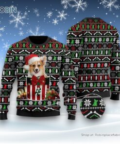Funny Corgi In The Gift Box Ugly Sweater, Christmas Gift For Dog Love