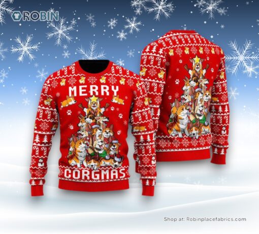 Funny Corgi Merry Corgmas Ugly Christmas Sweater, Christmas Gift For Dog Love